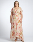 Elara | V Neck Short Sleeve Floral Maxi Dress