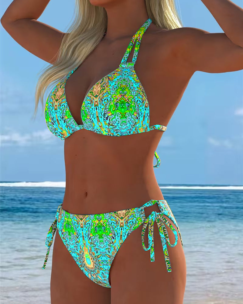 Colorful Bikini Halter Print
