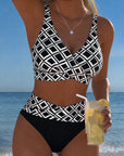 Two-Piece Bikini with Bra Cut and Diamond Pattern
