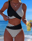 Bikini Crossed Stripes Printed
