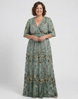 Evadne | Embroidered V Neck Maxi Dress