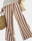 Braelith | Elegant Rustic Striped Top & Cream Linen Pants