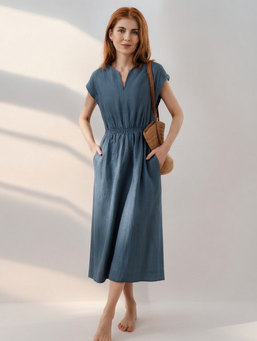 Lina — Flowing and Elegant Linen Blend Dress