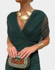 Florendra | Long Floral V Neck Dress