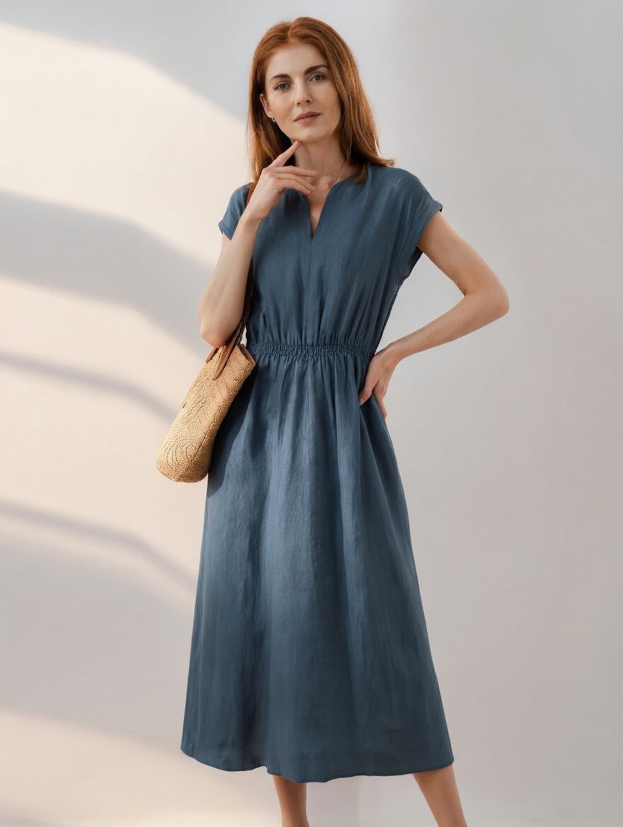 Lina — Flowing and Elegant Linen Blend Dress