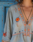 Penelope | Women Bohemian Embroidered V Neck Blouse