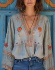 Kaitlyn | Women’s Summer Bohemian Embroidered Blouse