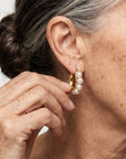 Clustered Pearl Hoop Earrings