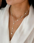 Cascading Pearl Lariat Necklace