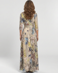 Margaret | Three Quarter Sleeve Floral Maxi Wrap Dress