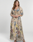 Margaret | Three Quarter Sleeve Floral Maxi Wrap Dress