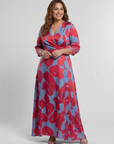 Danielle | Three Quarter Sleeve V Neck Floral Maxi Dress