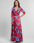 Danielle | Three Quarter Sleeve V Neck Floral Maxi Dress